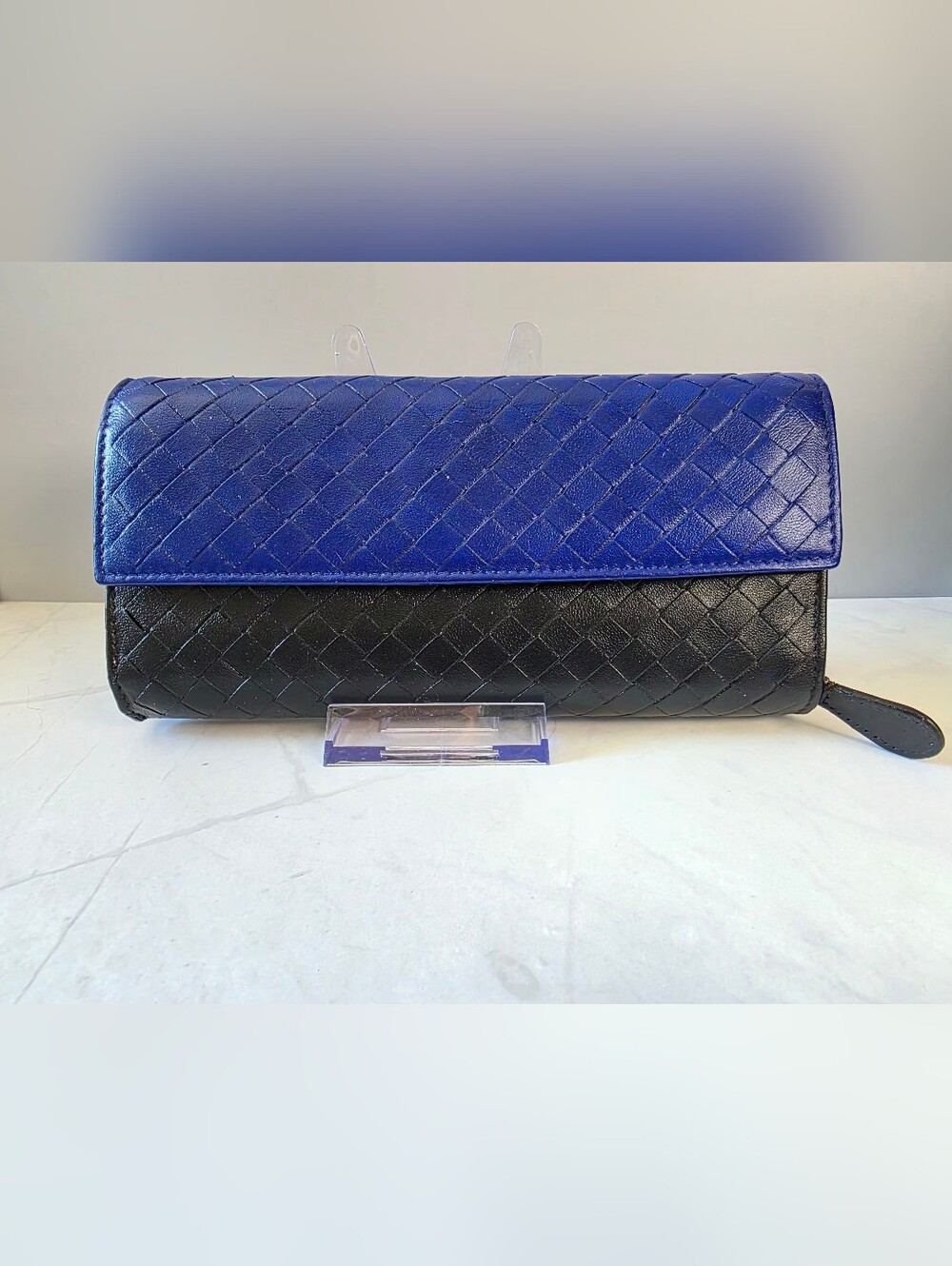 Bottega Veneta Intrecciato Wallet Blue Black Pink